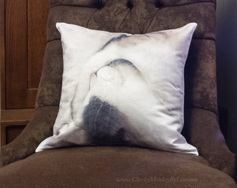 Cotton white ragdoll cat pillow case, abstract chair cushion 2nd anniversary gift for her, home décor handmade personalize housewarming gift