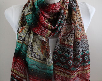 Boho Scarf, TribalScarf, Ethnic Scarf Women Accessories, Gift for Her