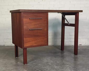 Walnut Mid-Century Modern 2-Drawer Desk By Jofco / Jasper Desk - SHIPPING NOT INCLUDED