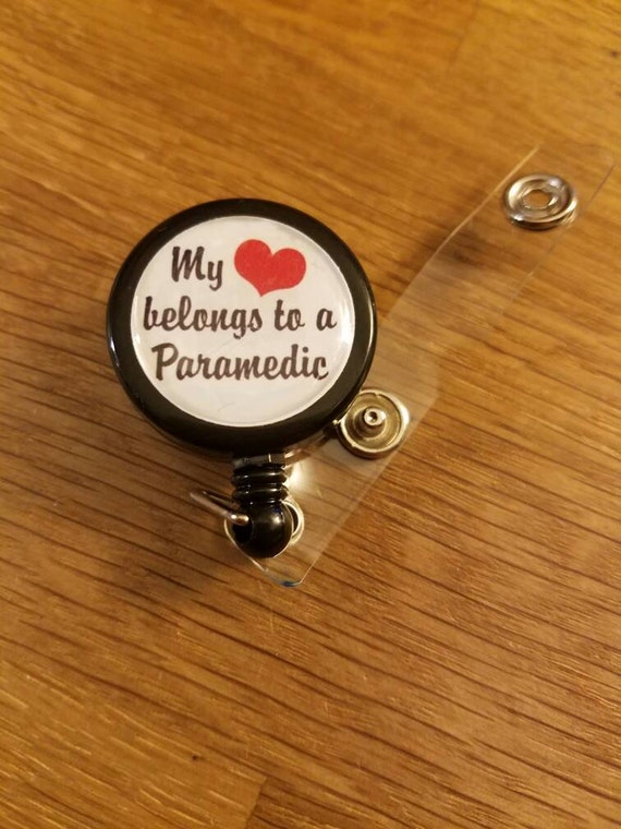 My Heart Belongs To A Paramedic Themed ID Badge Reel