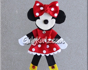 RED Minnie Mouse Hair Clip, Minnie Hair Bow, Minnie Hair Clip, Ribbon Sculpture, Disney Hair Clip, Minnie Bow