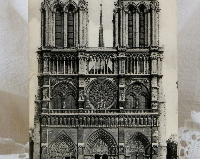 Antique French Black and White Postcard, Notre Dame de Paris, French Country Decor, Vintage, Parisian, Retro Interior, Provencal, Home,