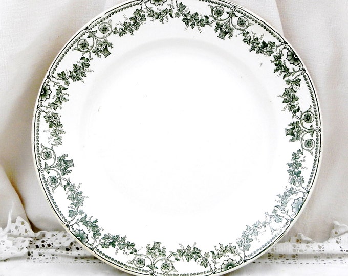 Large Serving Antique French Ceramic Dark Blue Transferware Badonviller Napoleon III Plate, Chateau, Chic, French Country Decor, Brocante