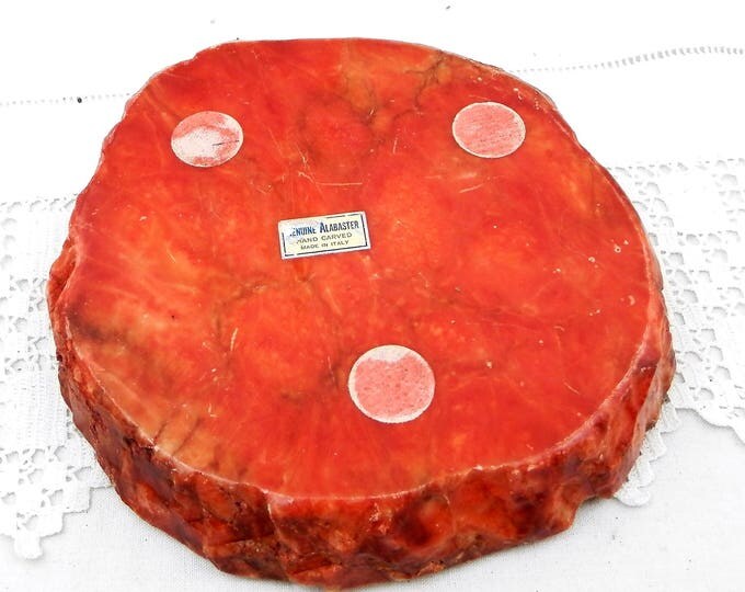 Large Vintage Italian Carved Red Veined Alabaster Stone Ashtray, Mid Century Man Cave Decor, Tobacciana, Smoking, Ash Tray Collection, Retro