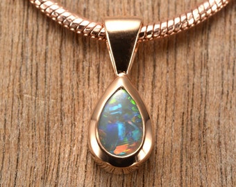 Dainty 0.28ct Black Opal Pendant 10k Pink Gold Tiny Galaxies Collection SKU: 1930A011