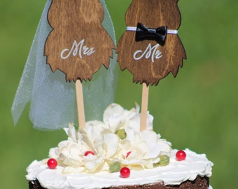 Owl Wedding Cake Topper Mr & Mrs - Rustic Country Chic Wedding