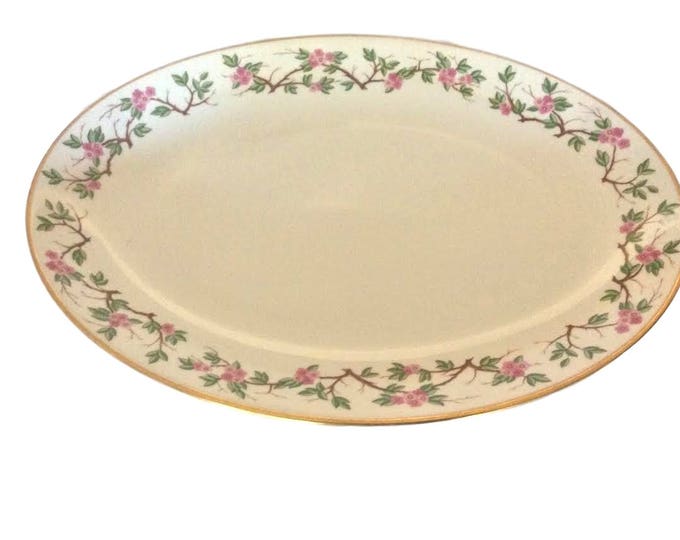 Franciscan Woodside Oval Serving Platter, Vintage Floral Fine China Platter