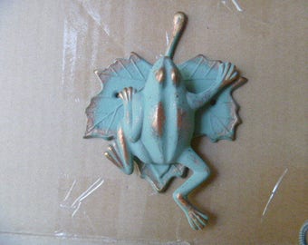 Verdigris Frog door knocker in brass