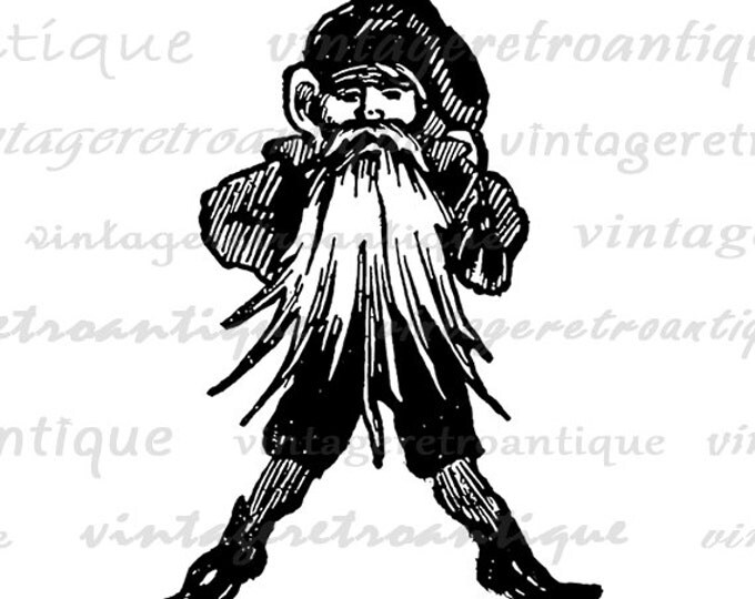 Digital Printable Santa Elf Christmas Image Download Graphic Artwork Antique Clip Art Jpg Png Eps HQ 300dpi No.2451