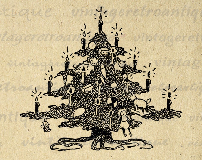 Christmas Tree Digital Image Download Printable Graphic Vintage Clip Art Jpg Png Eps HQ No.2368