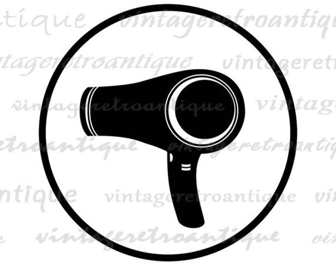 Hair Dryer Graphic Printable Download Blow Dryer Hair Salon Barber Digital Blowdrier Image Vintage Clip Art Jpg Png HQ 300dpi No.2037