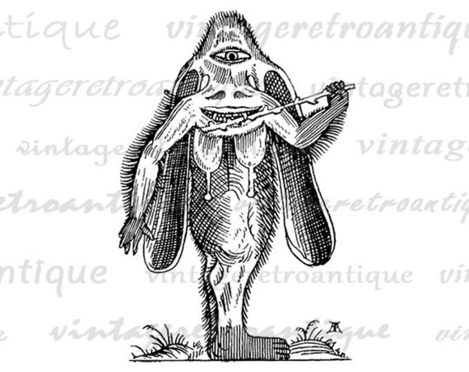 Printable Cyclops Monster Antique Digital Download Image Graphic Vintage Clip Art Jpg Png Eps HQ 300dpi No.520