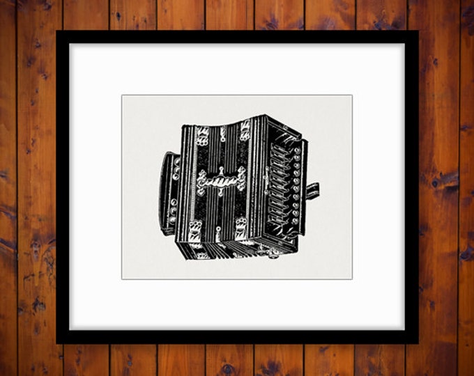 Accordion Printable Digital Image Illustration Download Antique Graphic Vintage Clip Art Jpg Png Eps HQ 300dpi No.1337