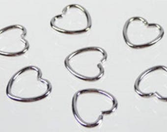 20 silver-colored, heart-shaped spacers 10 mm