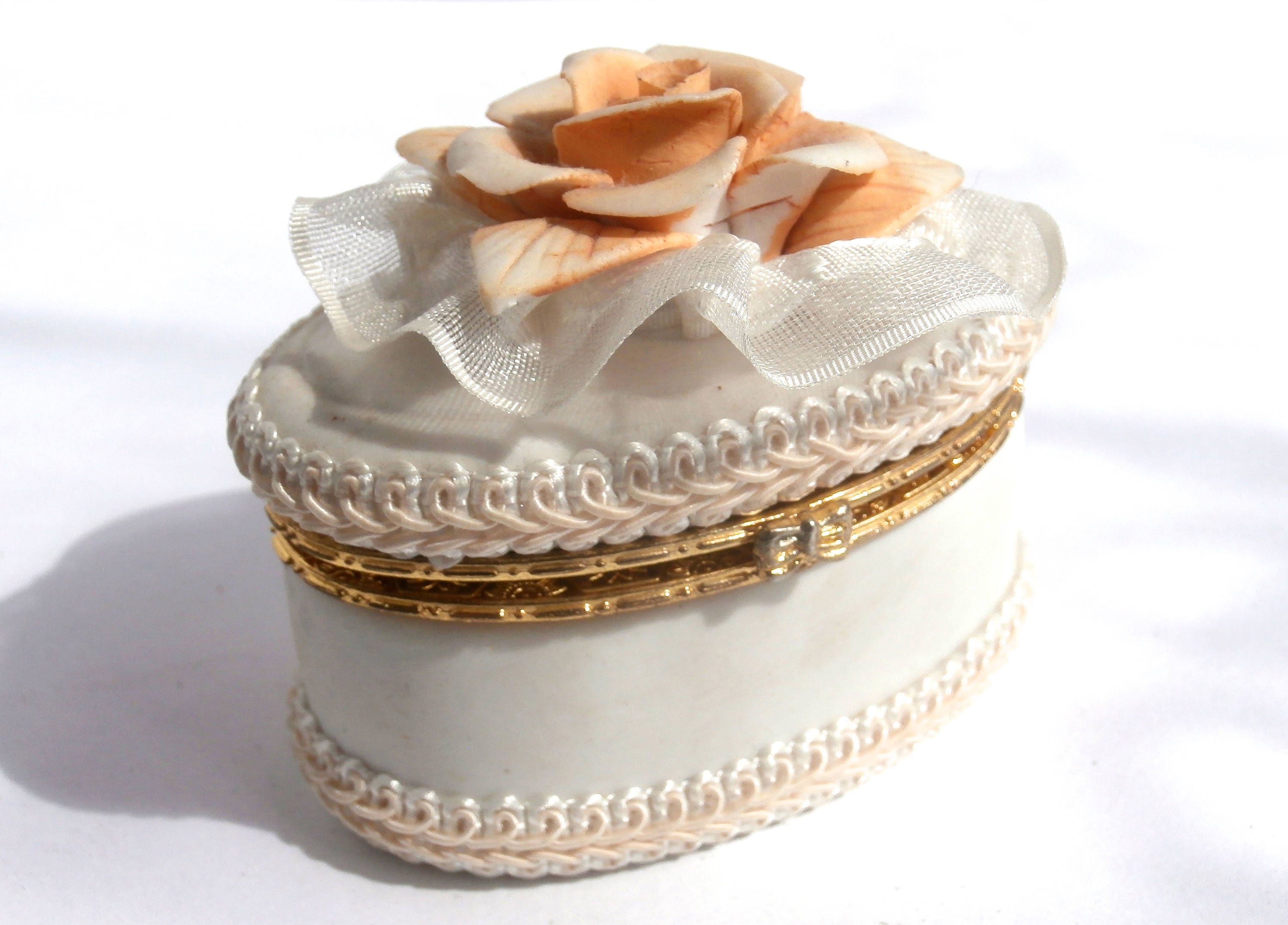 Ring Box Porcelain Vintage Miniature Box Wedding Ring