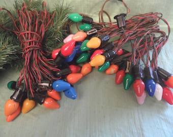 Christmas light strands / 43 lights / vintage bulb strand