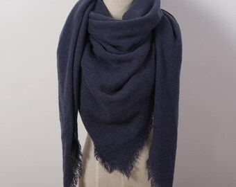 Navy Blue Blanket Scarf, Scarf Blanket, Large Wrap, Oversized, Chunky Scarf, Winter Scarf, For Her, Christmas Gift, For Women, For Wife