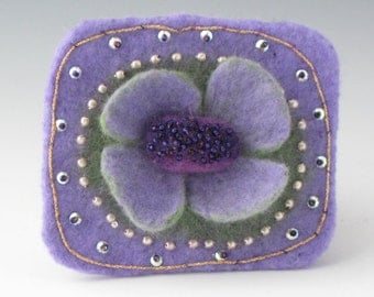 Felted Flower Brooch, Flower Pin, Brooch, Felted Pin, Flower Brooch, Purple Flower Pin