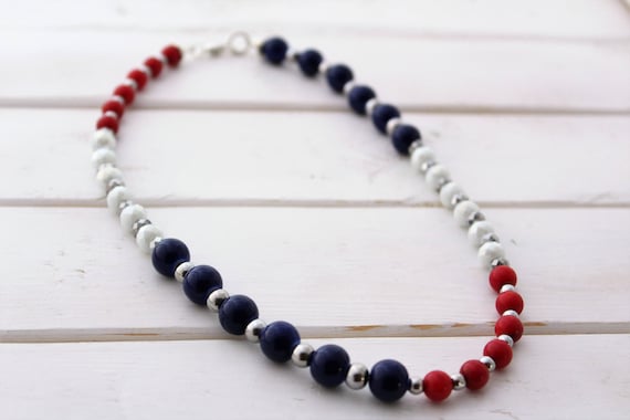 Fourth of July Necklace, Patriotic Jewelry, Independence Day Necklace, 4th of July Necklace, Red White and Blue, Fourth of July Jewelry