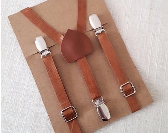 FREE U.S SHIPPING... 100% Leather Suspenders, Boys Leather Suspenders, Brown Leather Suspenders, Men's Leather Suspenders