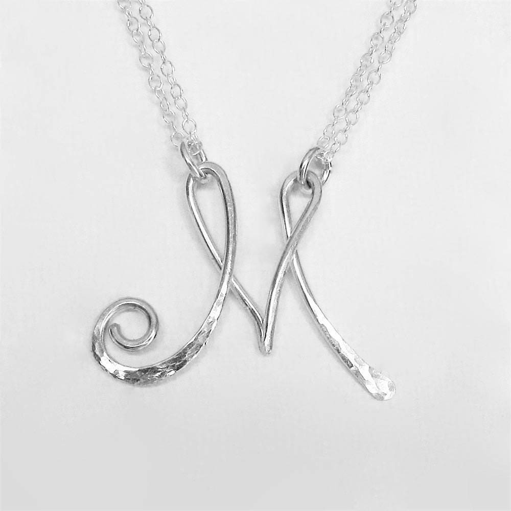 Letter Necklace Personalized Necklace Large Letter M Necklace Sterling Silver Initial Necklace Initial M Necklace, Mother's Day Necklace
