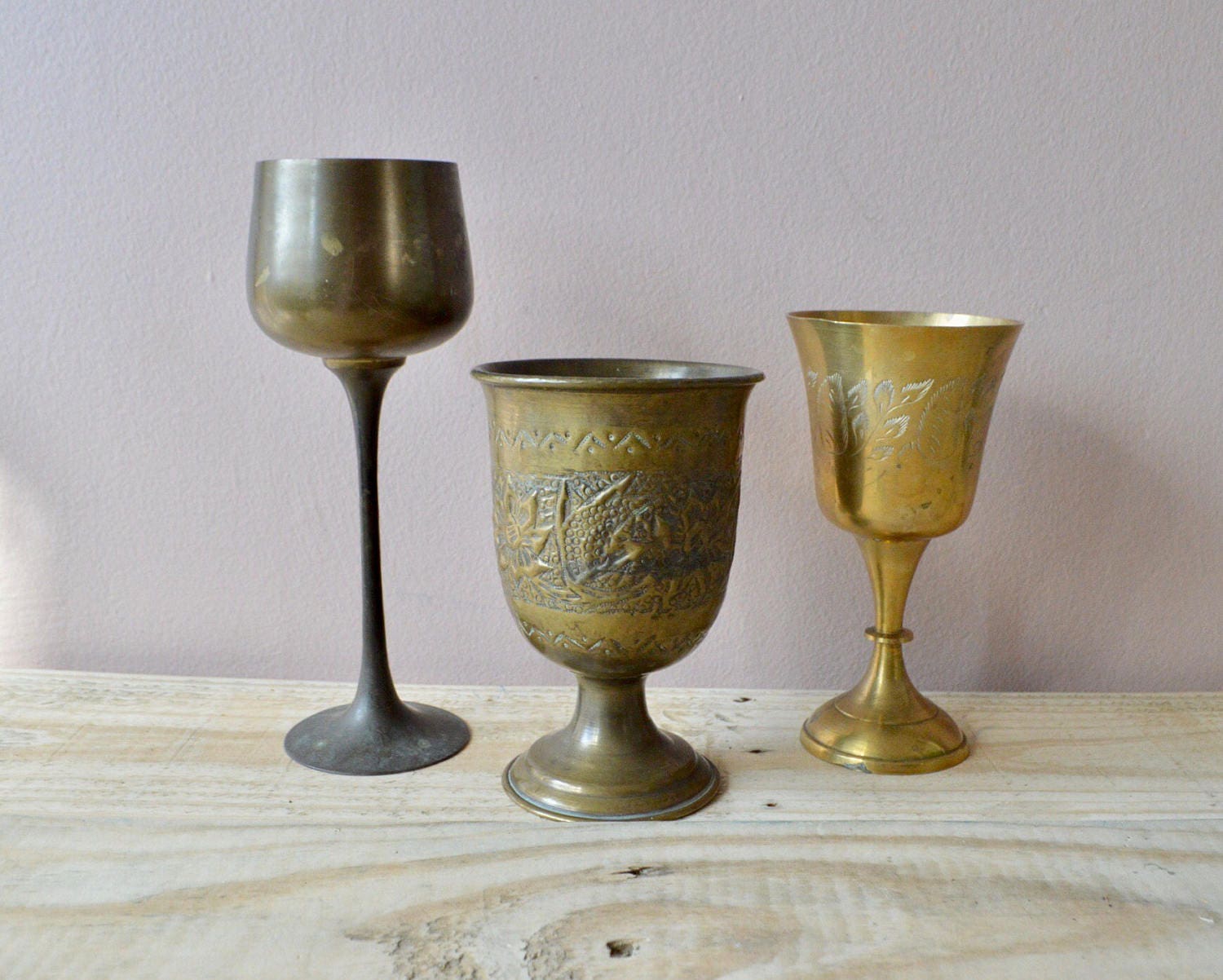 Brass Goblets Improvised Brass Collection Mixed Brass Vases