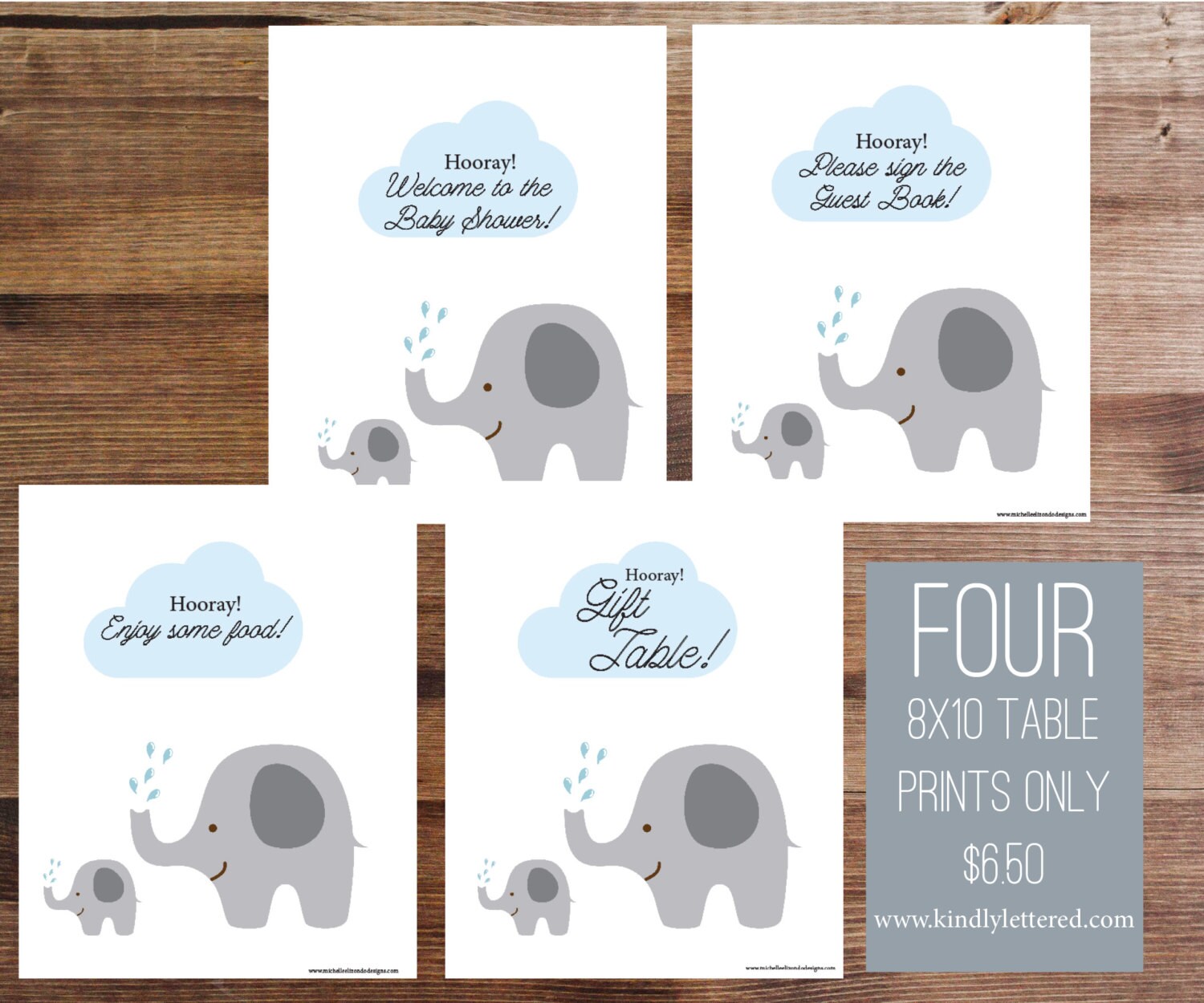 Printable Elephant Baby Shower 8x10 Prints-Instant