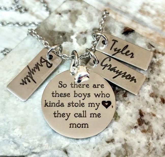 Mother Son Engraved Personalized Mom Necklace So there are