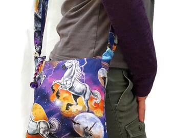 Unicorn purse, small unicorn purse, unicorn crossbody purse, small zipper purse, small zipper crossbody, purple unicorn purse, Pegasus purse