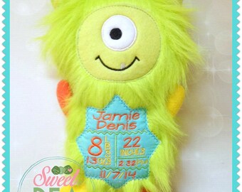 Personalized Plush Monster - stuffed animal monster - childrens toy - embroidered suffed monster - monster stuffie