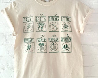 Garden T-Shirt, Food Shirt, Kale Shirt, Screen Print Shirt