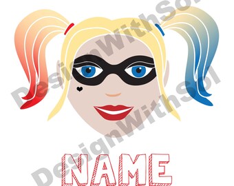 Harley Quinn customized with name of your choice available as file to print on iron on transfer paper