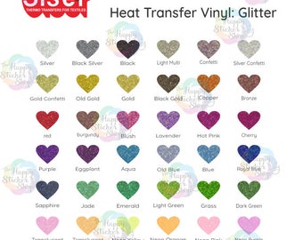 HTV Glitter Color Chart, Digital Download, Siser Glitter Color Chart, Heat Transfer Vinyl Color Chart, PNG and PDF file