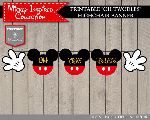 Download INSTANT DOWNLOAD Classic Mouse Oh Twodles Printable Highchair