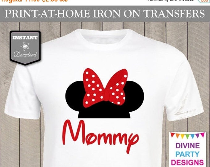 SALE INSTANT DOWNLOAD Print at Home Red Girl Mouse Mommy Printable Iron On Transfer / T-shirt / Family Trip / Birthday Party / Item #2328
