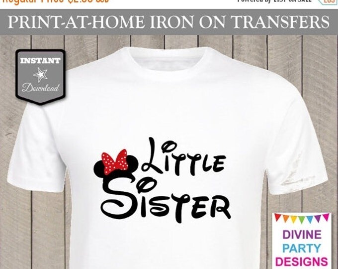 SALE INSTANT DOWNLOAD Print at Home Red Girl Mouse Little Sister Printable Iron On Transfer / T-shirt / Family Trip / Birthday Party / Item
