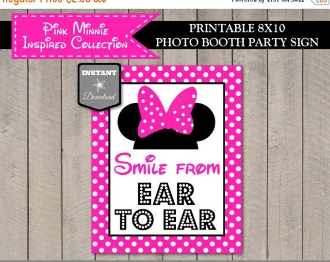 SALE INSTANT DOWNLOAD Hot Pink Mouse 8x10 Smile from Ear to Ear Printable Party Sign / Hot Pink Mouse Collection / Item #1709