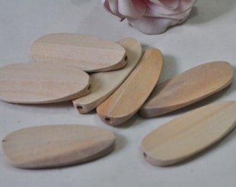 15pcs Natural Wooden Beads Oval Shaped Unfinished Ellipse Wood Bead Necklace Curved 49x22mm MT1124