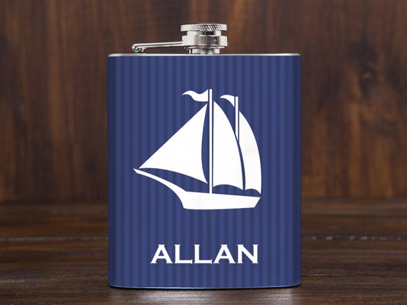 Sailboat flask personalized nautical gift for men by Fantasticum