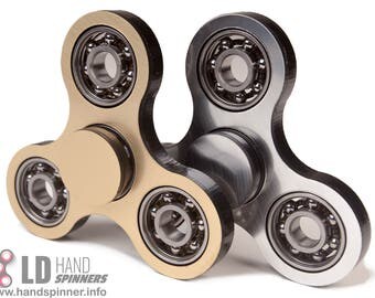 Brushed Gold or Brushed Silver Laser Cut Hand Tri-Spinner Fidget
