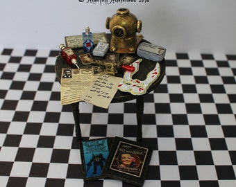 Dollhouse Miniature Bioshock inspired table with little sister syringe in 1:12 scale