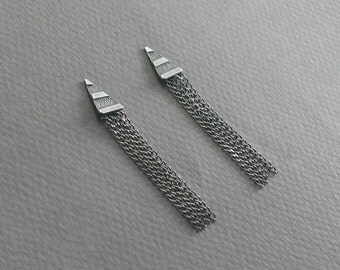 Triangle Earrings with Chain Fringe