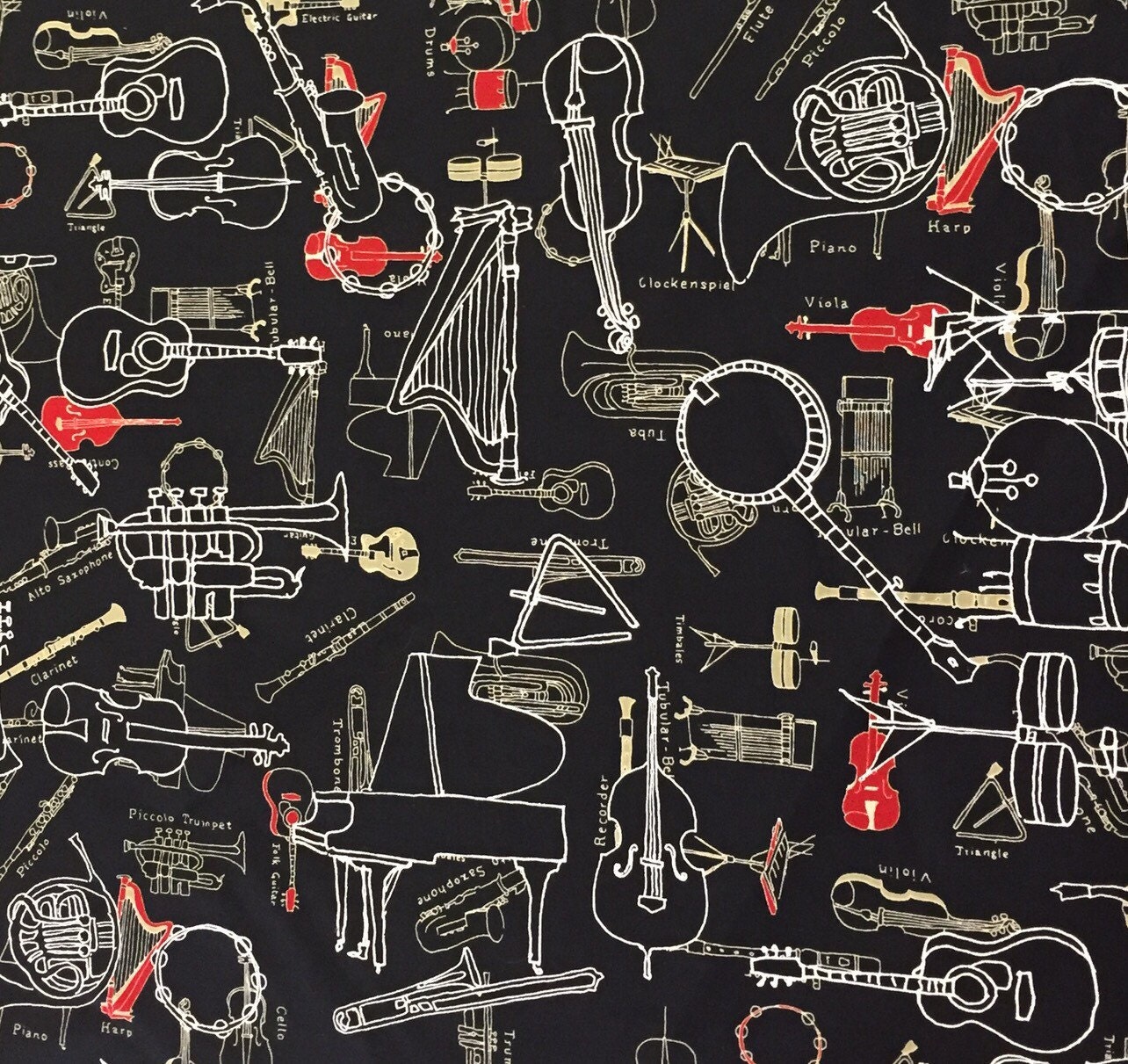 Musical Instruments Fabric Quilting Cotton fat