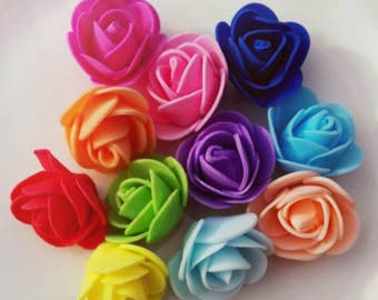 10 pcs Flowers - Rose Foam 30/35mm in different colors