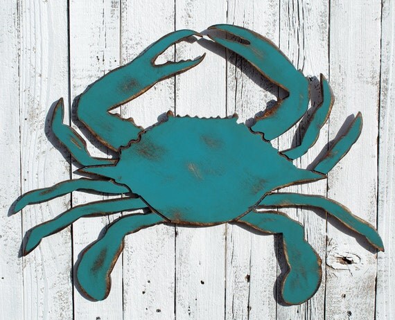 Blue Crab Nautical Decor Crab Sign Wood Crab Beach Decor