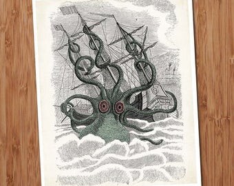 Giant squid attack | Etsy