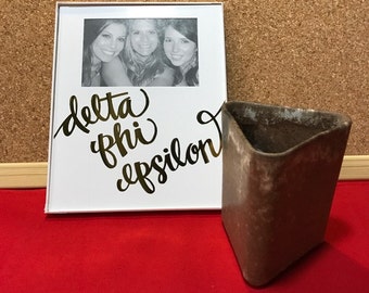 Delta Phi Epsilon Gold Metallic Script Frame