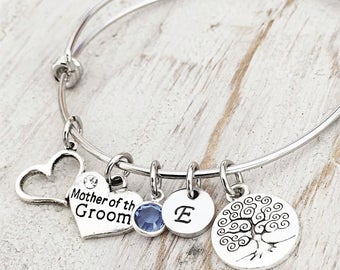In Law Bracelet - Mother Of The Groom Bracelet - Mother Of The Bride Bracelet - Wedding Party Gifts - Silver Bracelet - Family Tree Bracelet