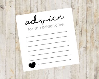 Bridal Shower Advice Cards, Advice for the Bride Cards, Bridal Advice Cards, Printable Shower Advice Cards, Instant Download File