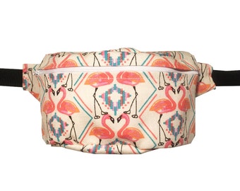 Pink Flamingo BUM BAG FANNY pack, Hands free Belt Bag, Hip Bag, Belt Pouch, Belt Bag, Exotic, Festival bag, Essentials bag, Traveller bag